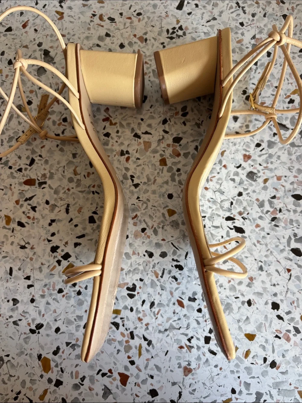 SCHUTZ Nude Beige Strappy Square-Toe Heels
